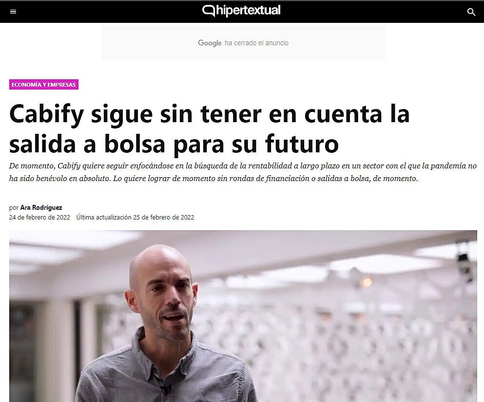 Cabify sigue sin tener en cuenta la salida a bolsa para su futuro